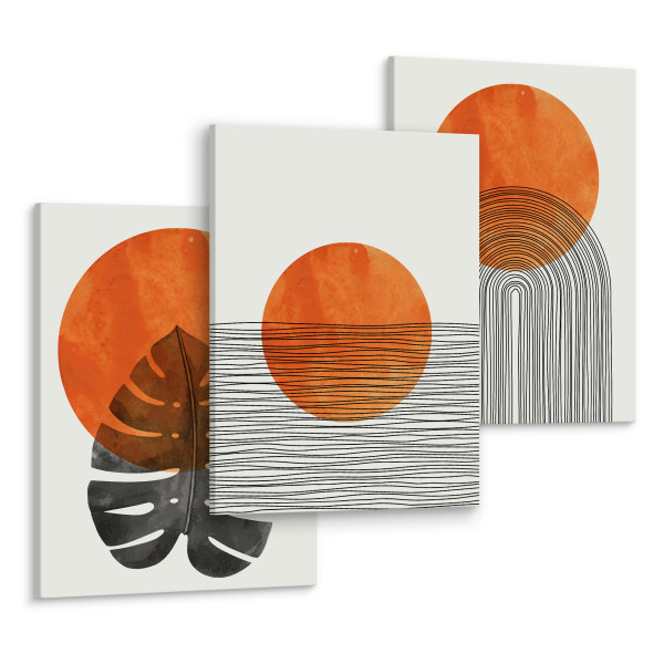 OBRAZY SET MARTWA NATURA LIŚĆ MONSTERY BOHO 90x40cm