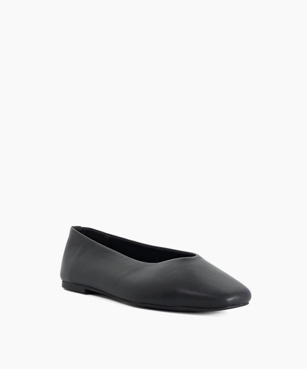 Hobby Black - Leather Pointed-Toe Ballet Flats