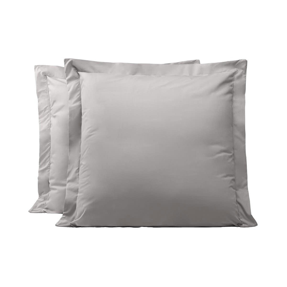 - Lot de 2 taies d'oreillers en percale de coton gris clair 65x65 cm