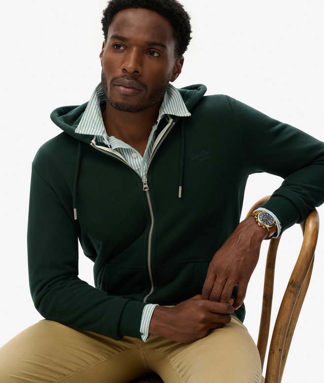 Essential Logo Half Brushed Zip Hoodie