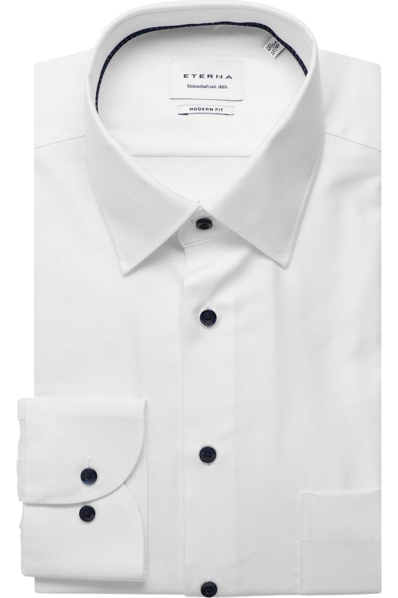 ETERNA Modern Fit Hemd weiss, Strukturiert (extra langer Arm)