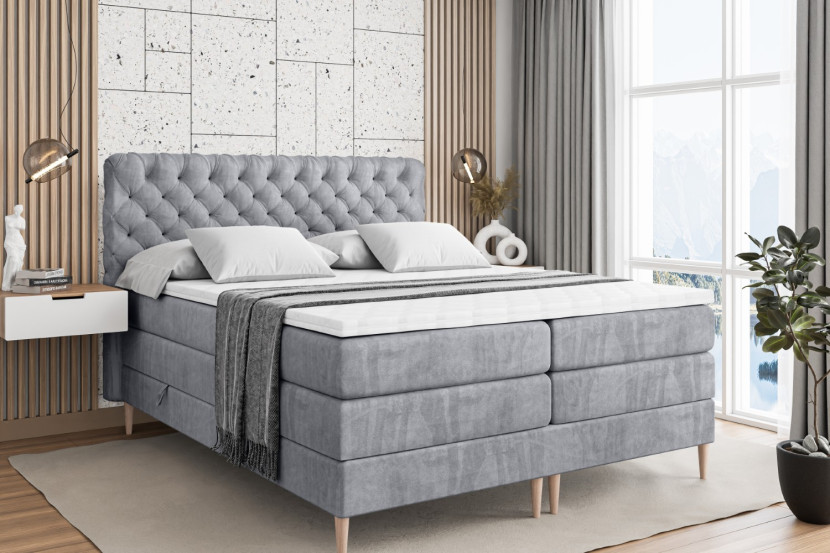 Łóżko kontynentalne - pojemnik, materac, nóżki BOXI8-FD KING 120x200cm