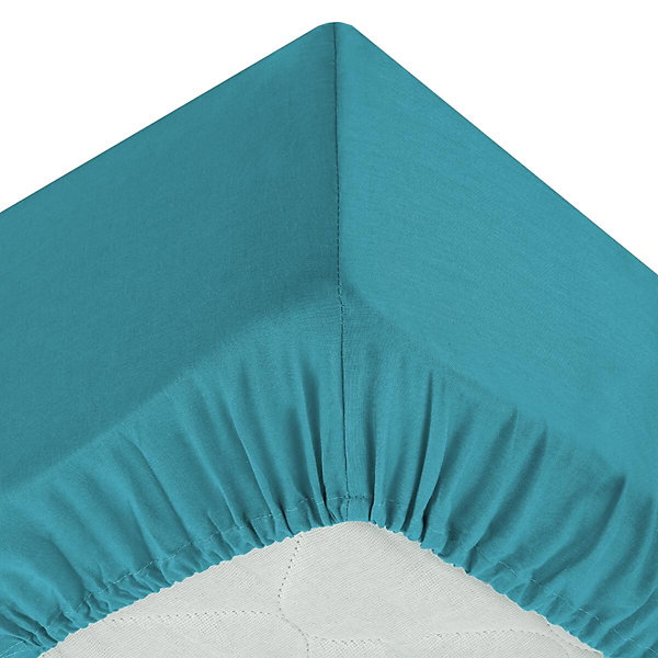 Drap housse coton uni 160 x 200 cm Couleur moderne canard