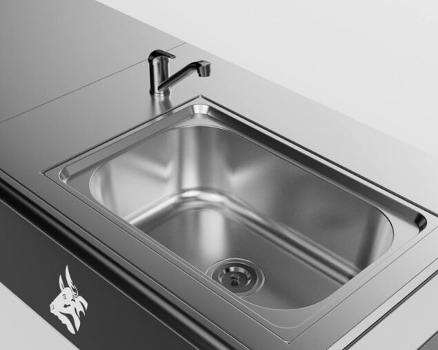 Beefmaster Deluxe 4 Burner Outdoor Kitchen with Range, Sink & Bench on Deluxe Carts