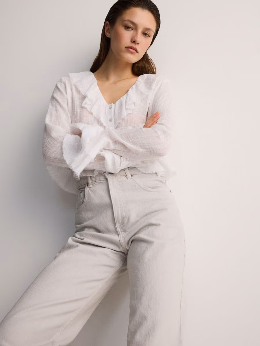 Cropped Blouse With Ruffle Details