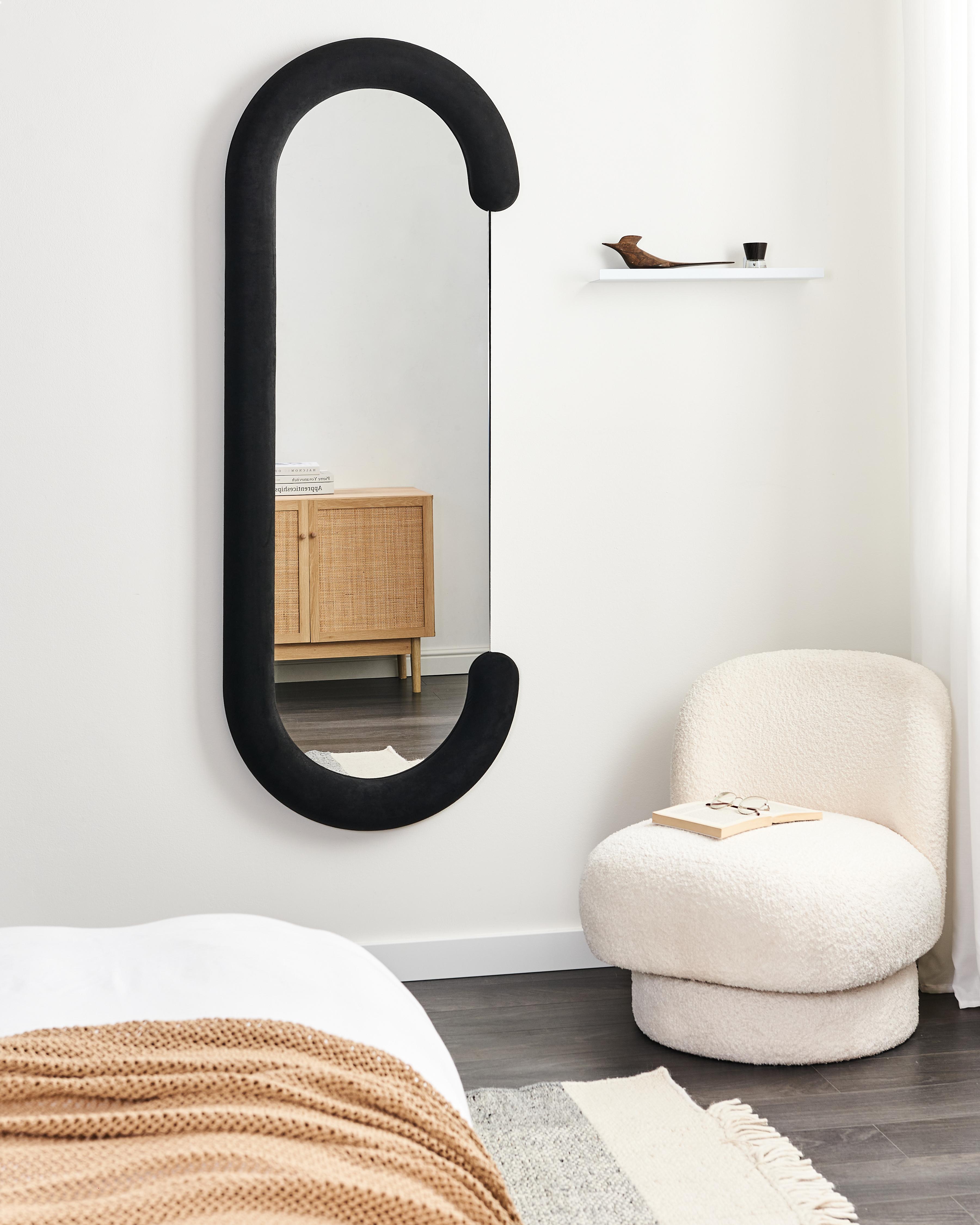 Wall Mirror LOCHES 54 cm 158 cm Velvet Black