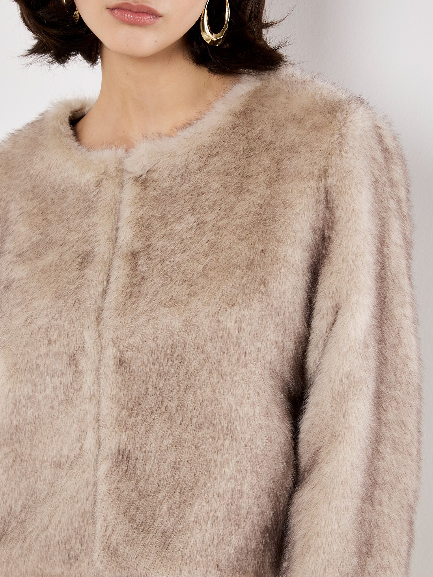 Apricot Luxe Faux Fur Cropped Jacket