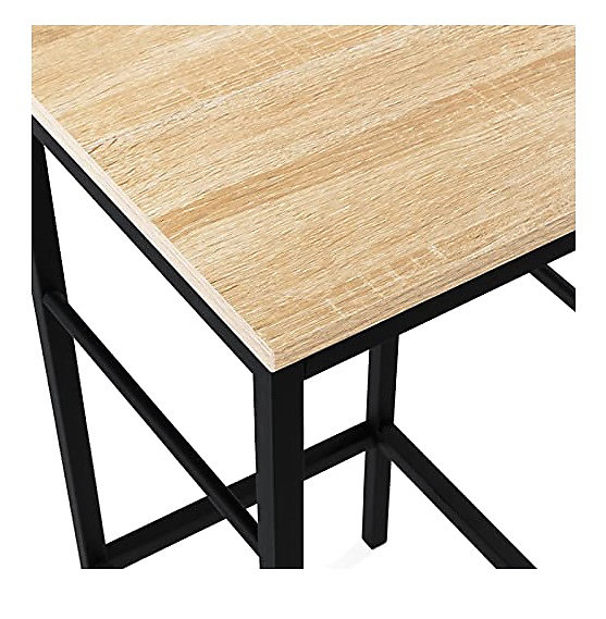 Lot de 4 Chaises Tabouret Style Industriel Bois Acier Noir Sejour