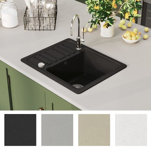 NNEVL Granite Kitchen Sink Single Basin Black