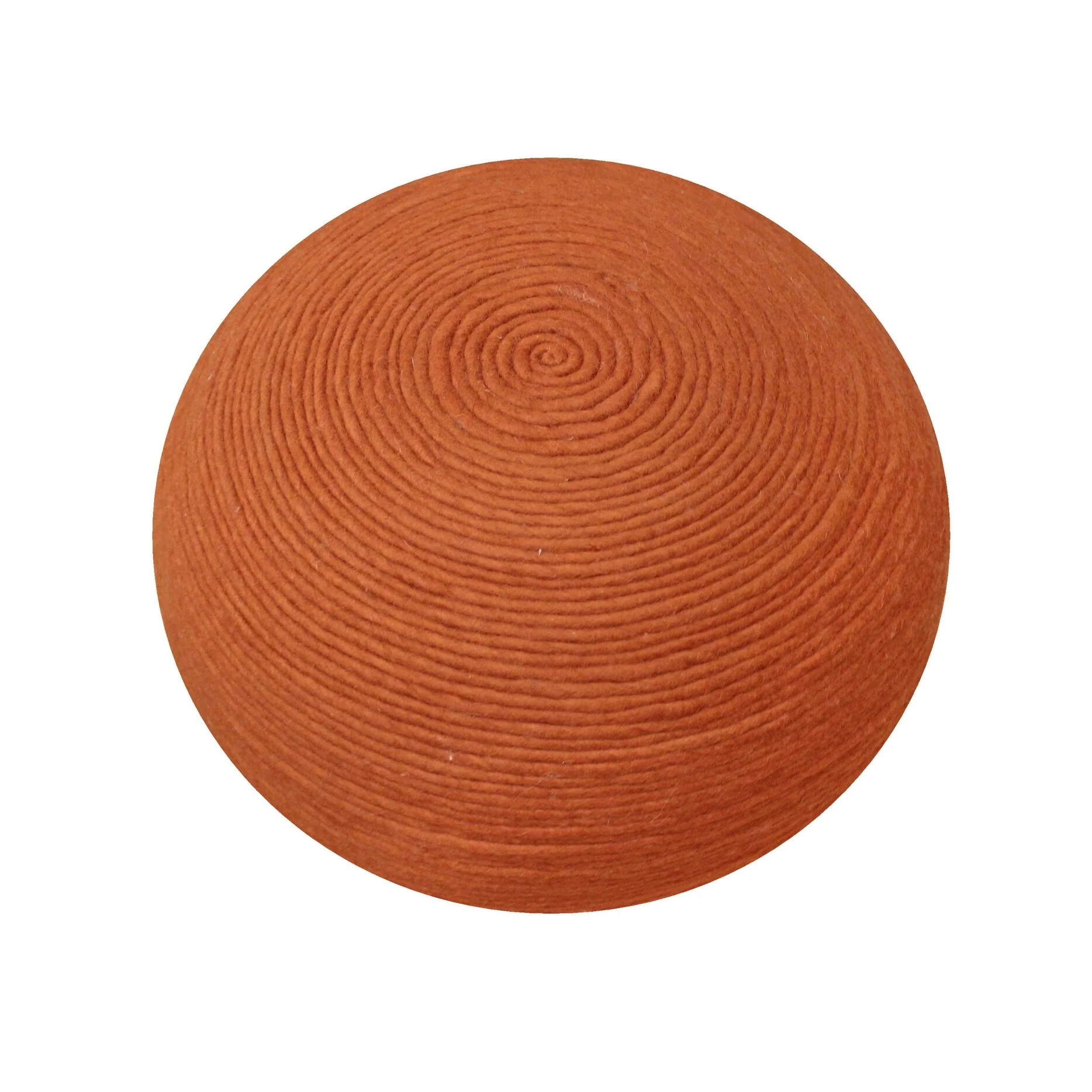 20 Orange Wool Round Ribbed Pouf Ottoman