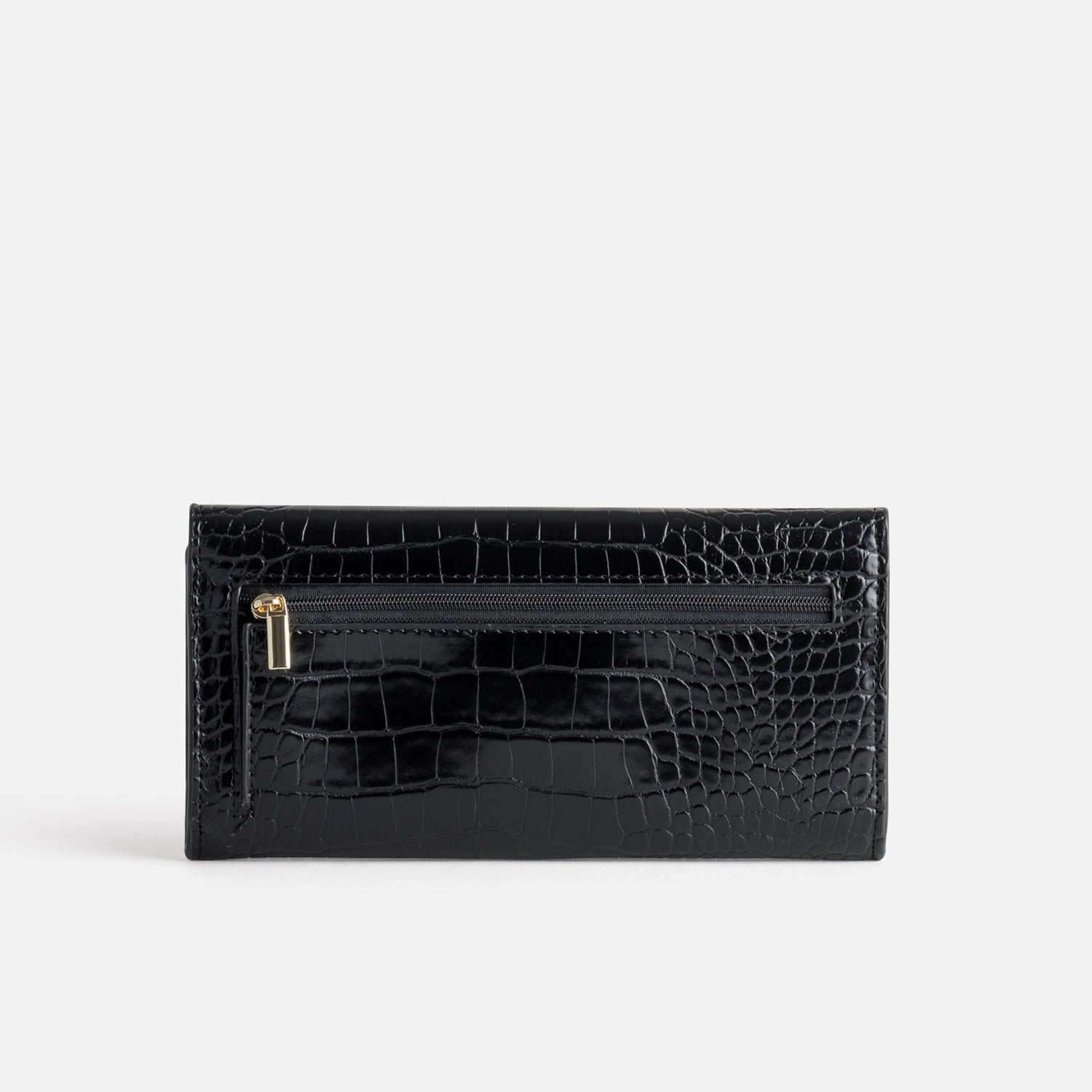 Portefeuille noir embossage effet croco