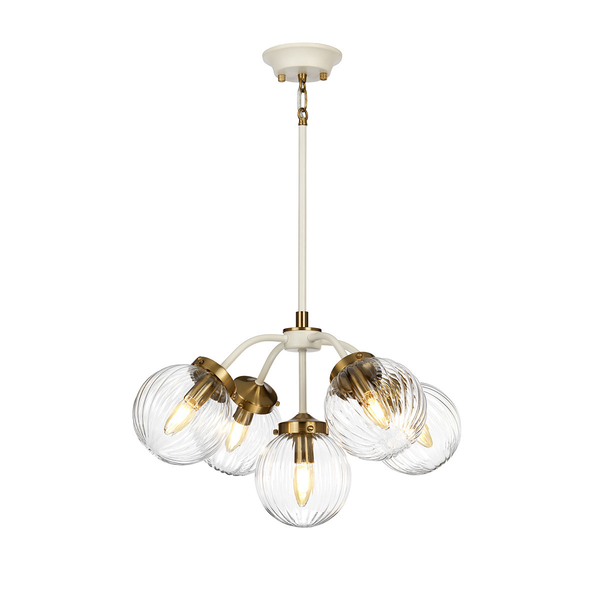 Lampa wisząca kremowo-postarzany mosiądz Cosmos 5xE14x8W Elstead