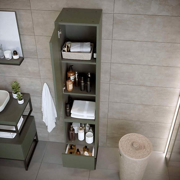 Colonne de salle de bain SPA 1 porte 1 tiroir 180x35x35 cm vert T-BATH