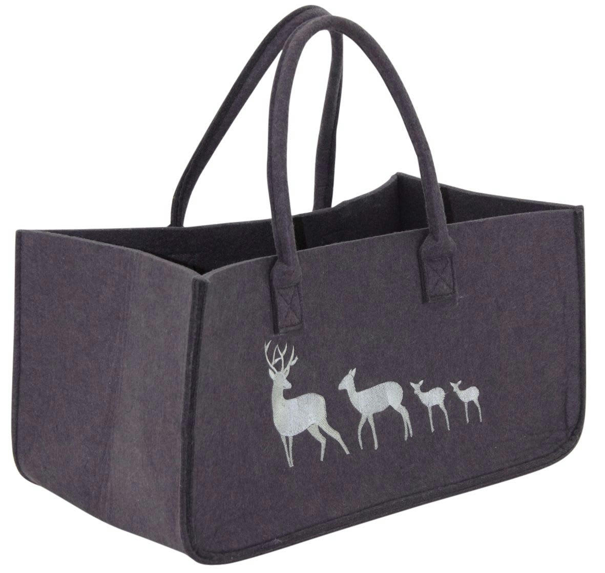 - Sac à bûches en feutrine 50 x 25 cm gris foncé