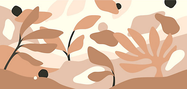 Papier peint panoramique Botanique, Orange 375 x 250cm