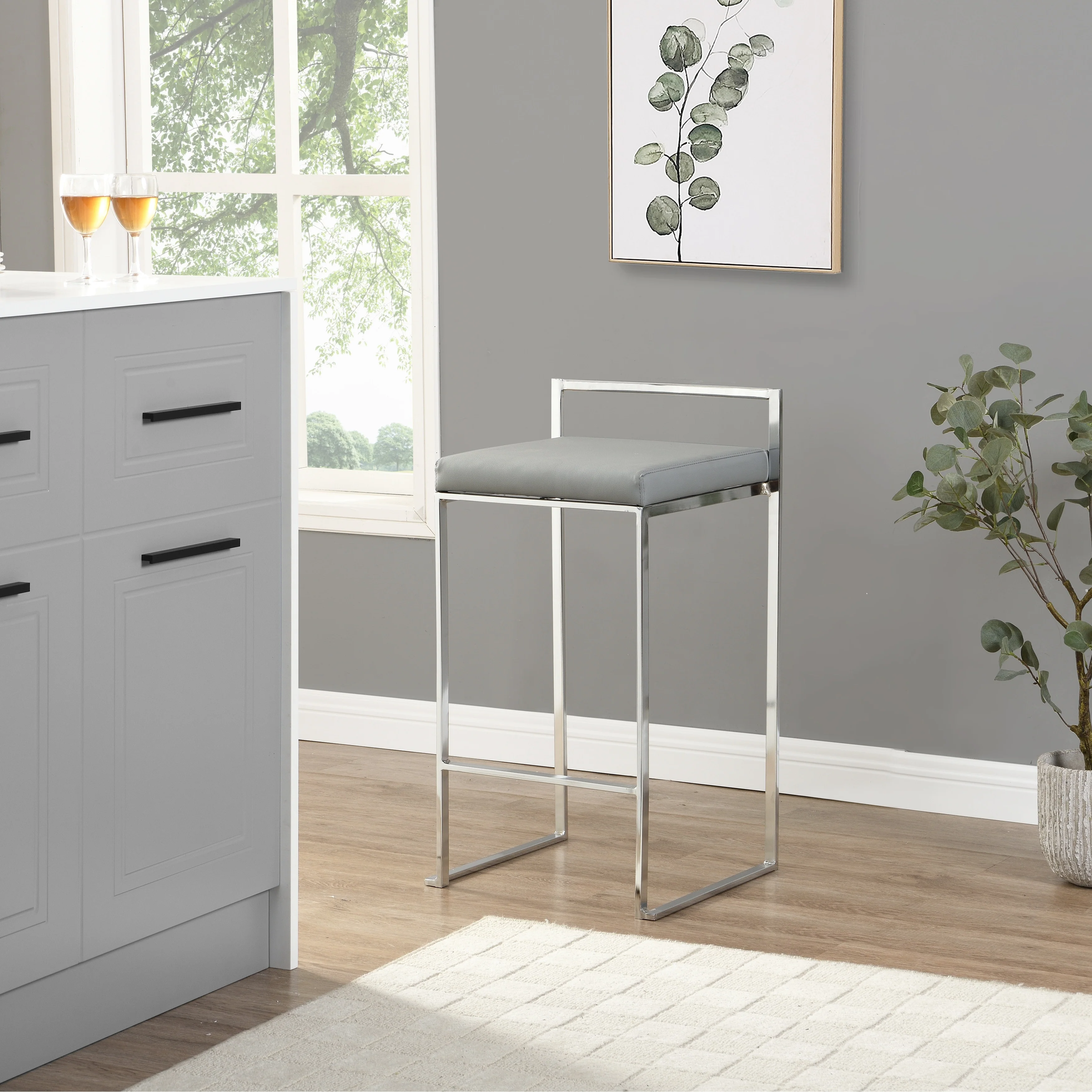 Valerius 25.25 Inch Upholstered Counter Stool