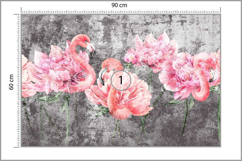 Fototapeta Flamingi Pośród Piwonii Abstrakcja 90x60cm