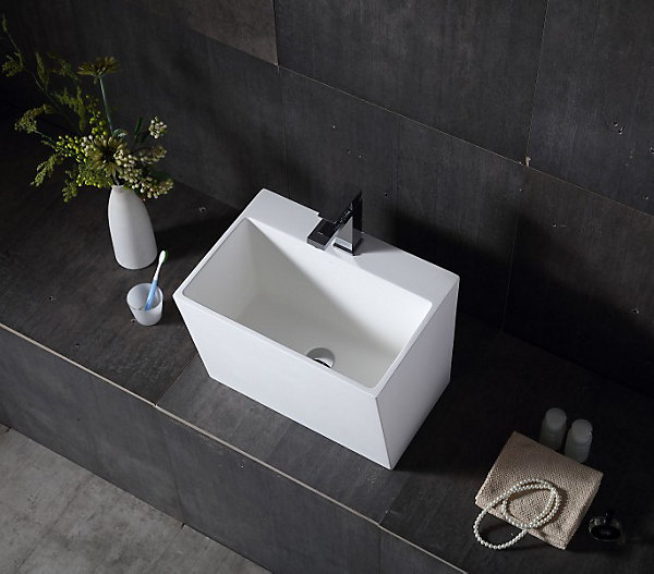Lavabo mural suspendu design 50x35x40cm en fonte minérale - TW18