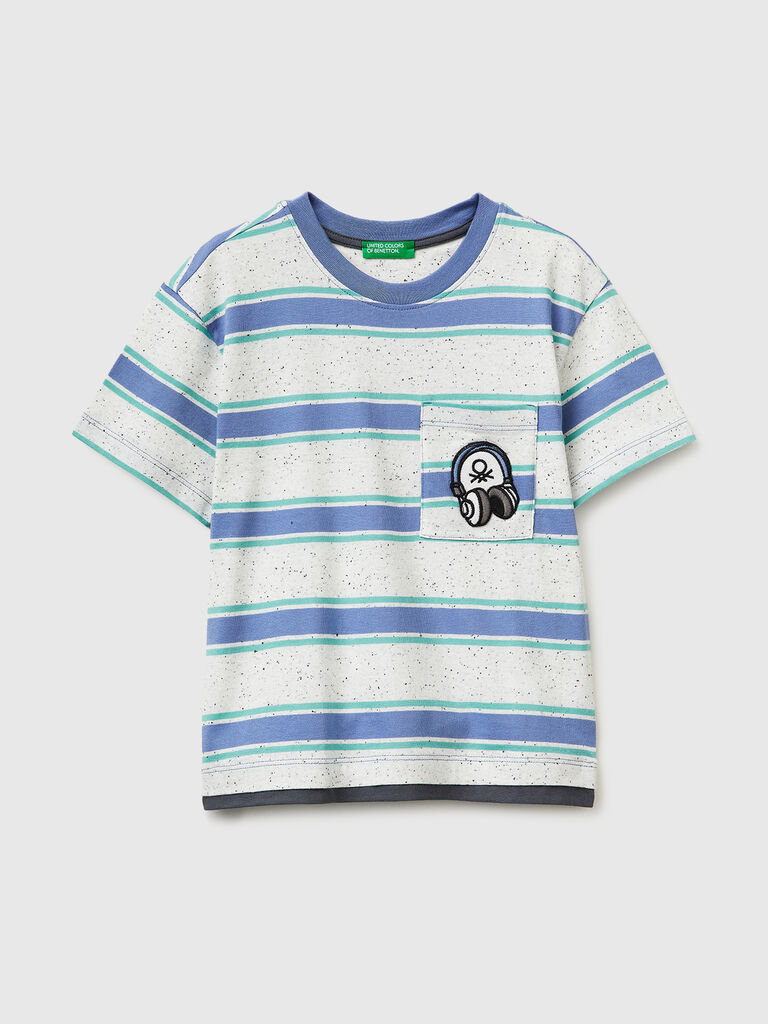 Striped T-shirt with patch