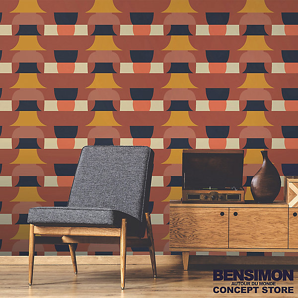 Papier peint Bensimon vinyle intissé déco seventies Noisette