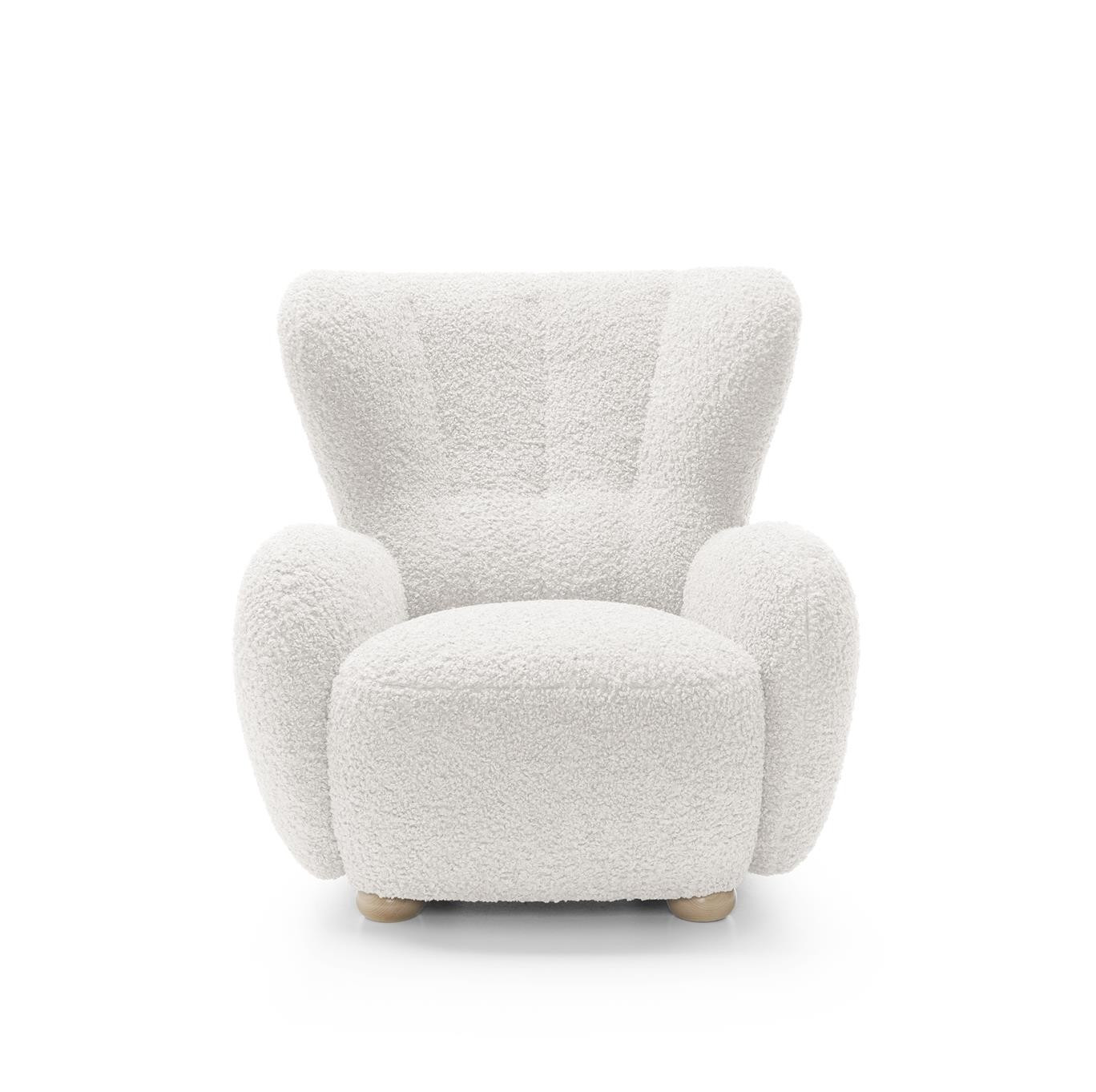 Biały fotel TEDDY tkanina baranek do salonu