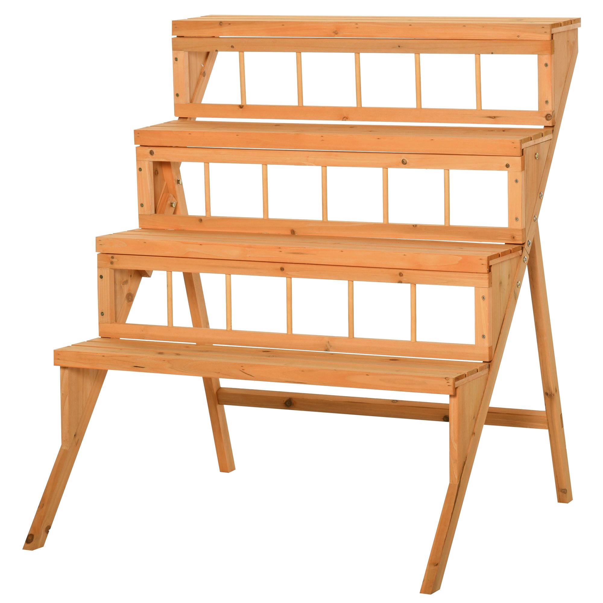 - Étagère échelle à fleurs en bois - 4 étagères - bois sapin pré-huilé