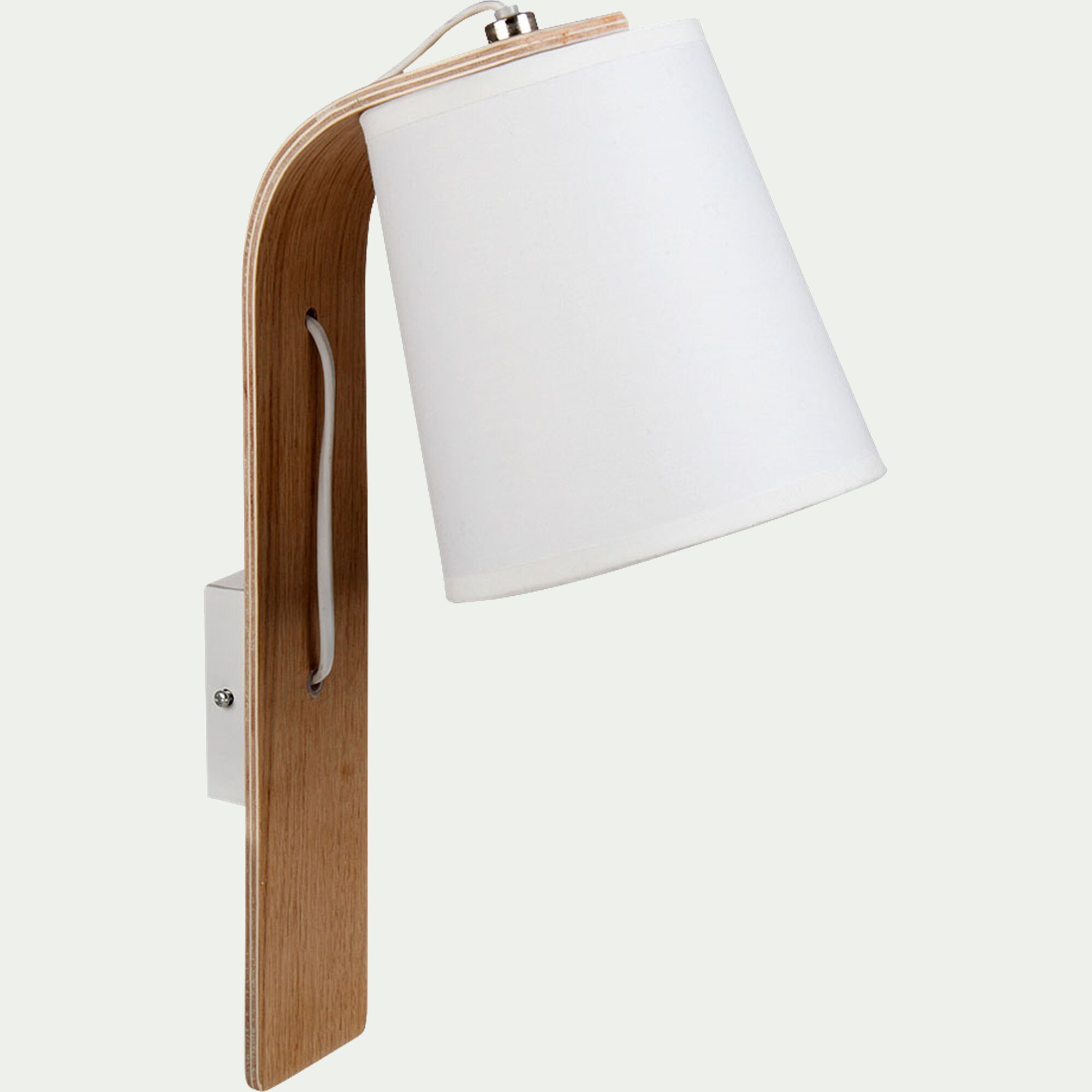 ELLICA - Applique murale en bois et abat-jour coton - H40cm