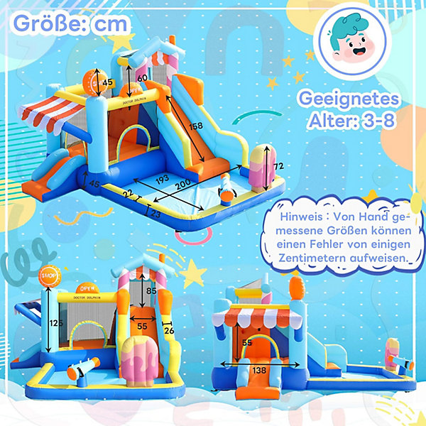 Parc aquatique gonflable pour enfants avec souffleur 450W, toboggan, fontaine, glissade, aire de jeux et tente, 3-12 ans