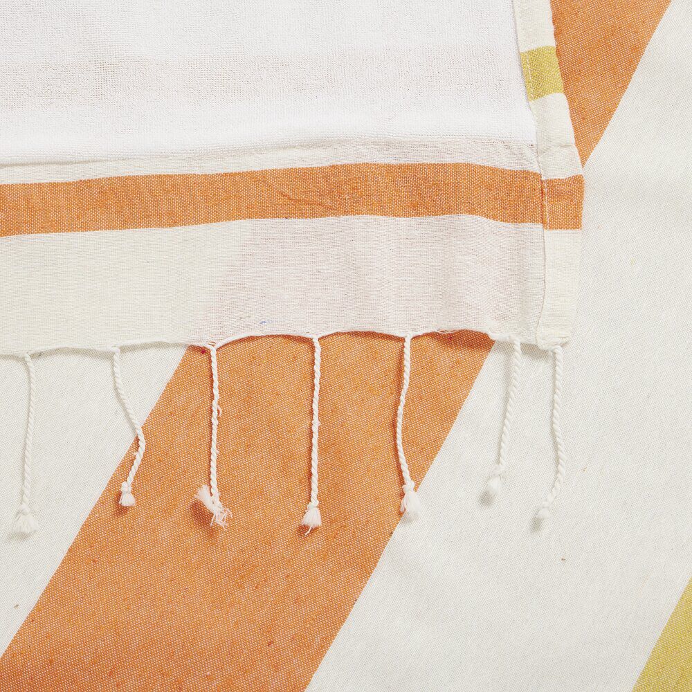 Fouta de plage 1 personne doublée éponge bayadère rayures colorées 90x170cm