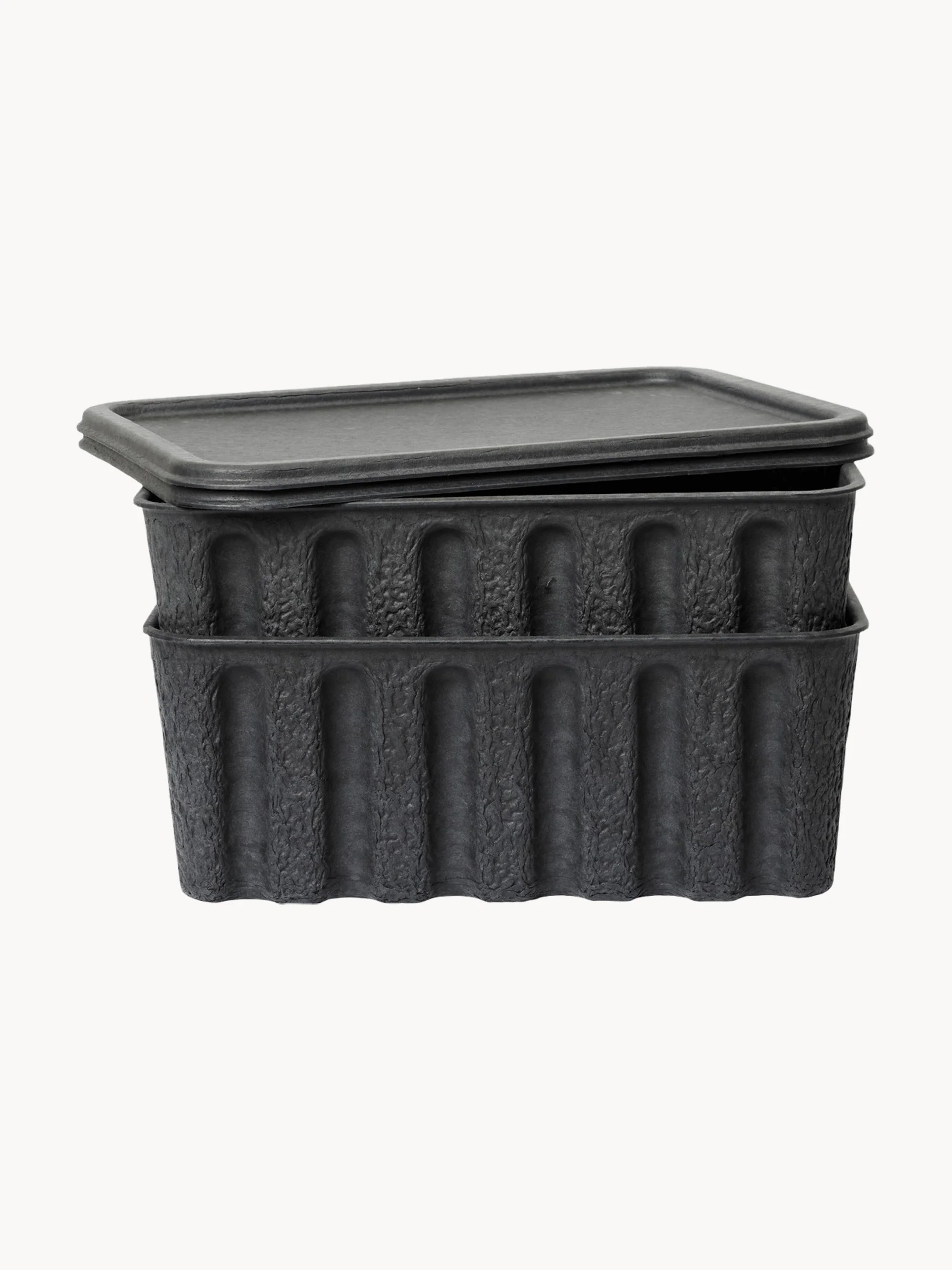 Aufbewahrungsboxen Pulp aus Papierzellstoff, T 30 cm, 2er-Set