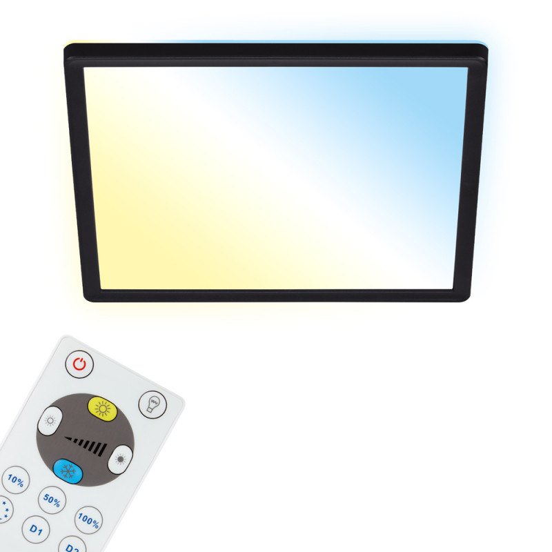 Plafonnier LED Slim noir 29 x 29 cm blanc dimmable 2400 lm 18 W BRILONER