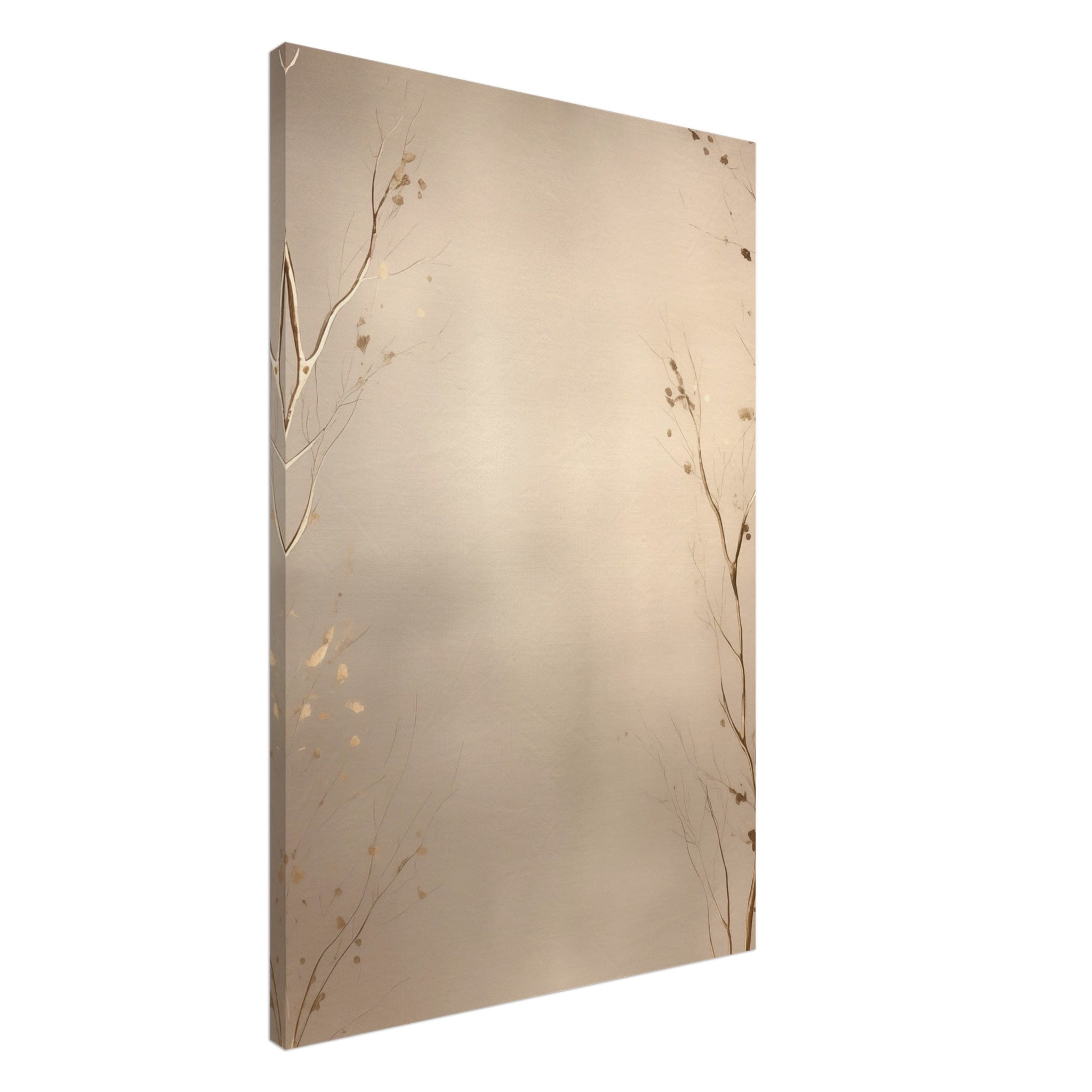 Artfulprints Canvas Abstract – Golden leafs canvas - 60x90 cm - beige