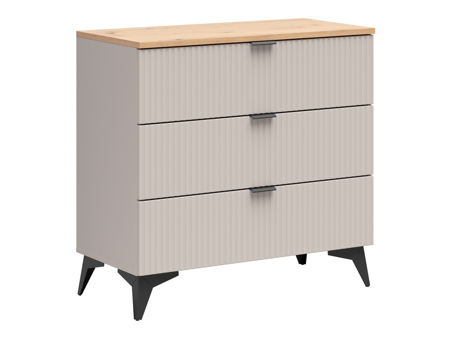 Komoda Velton 85 cm z 3 szufladami kaszmir/dąb artisan