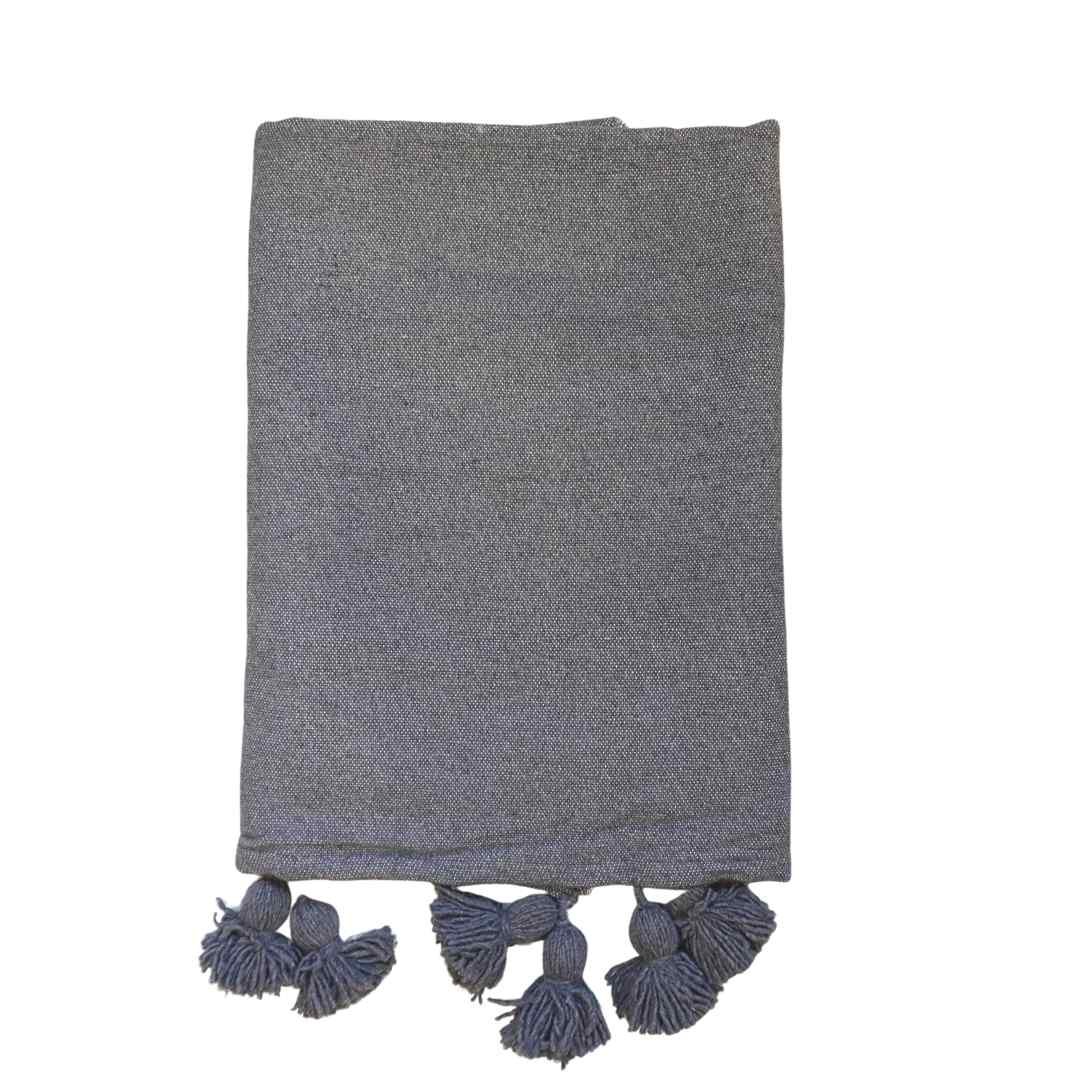 NOA MAY Plaid Pom Pom - grijs - 95 x 175 cm