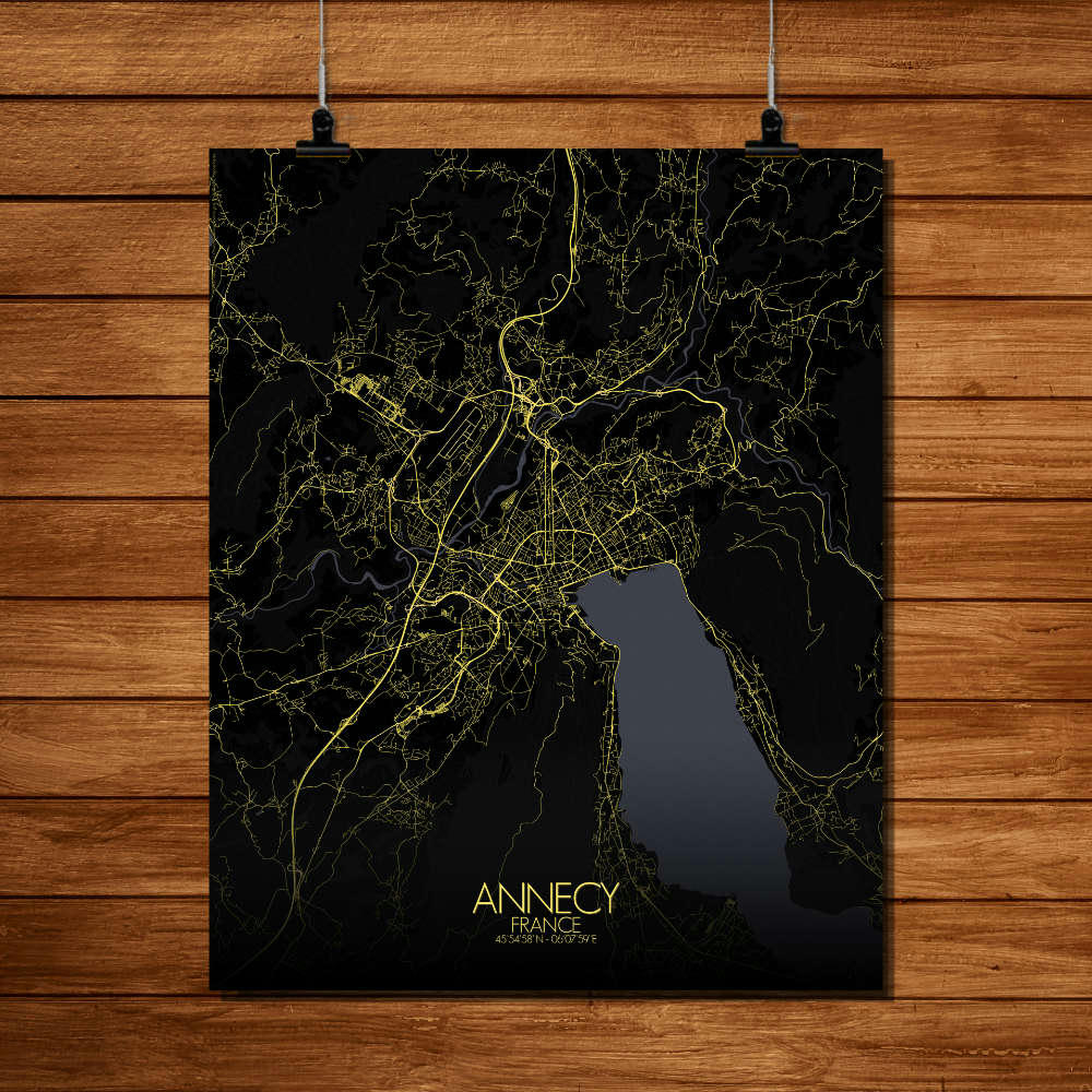- Affiche Annecy Carte Nuit 40x50