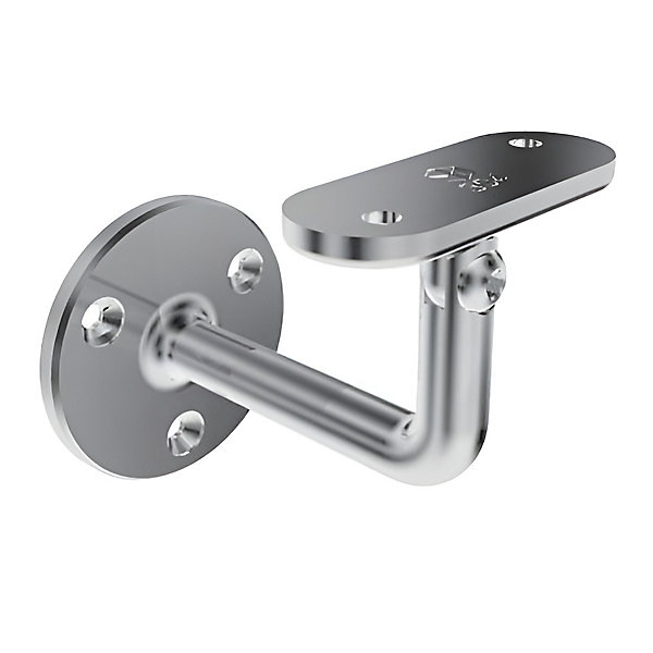 2 x Support mural orientable - Main courante plate - Platine 3 trous fraisés - Inox 304