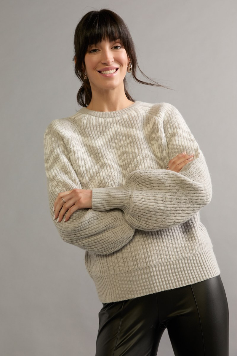 Marilyn Fairisle Pullover Sweater Gray