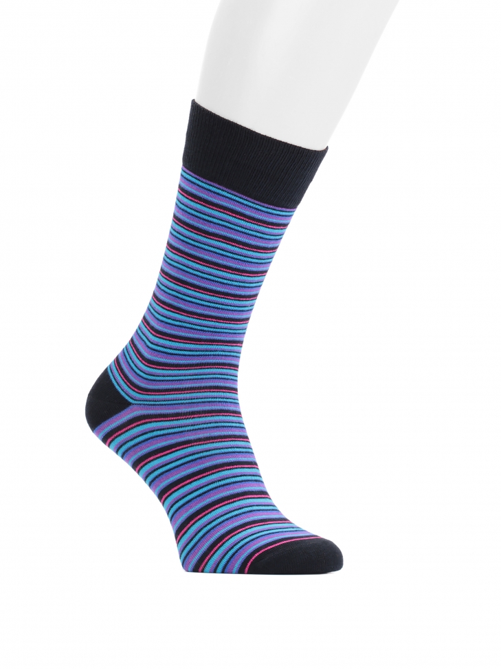 Men’s long, multi-coloured striped socks