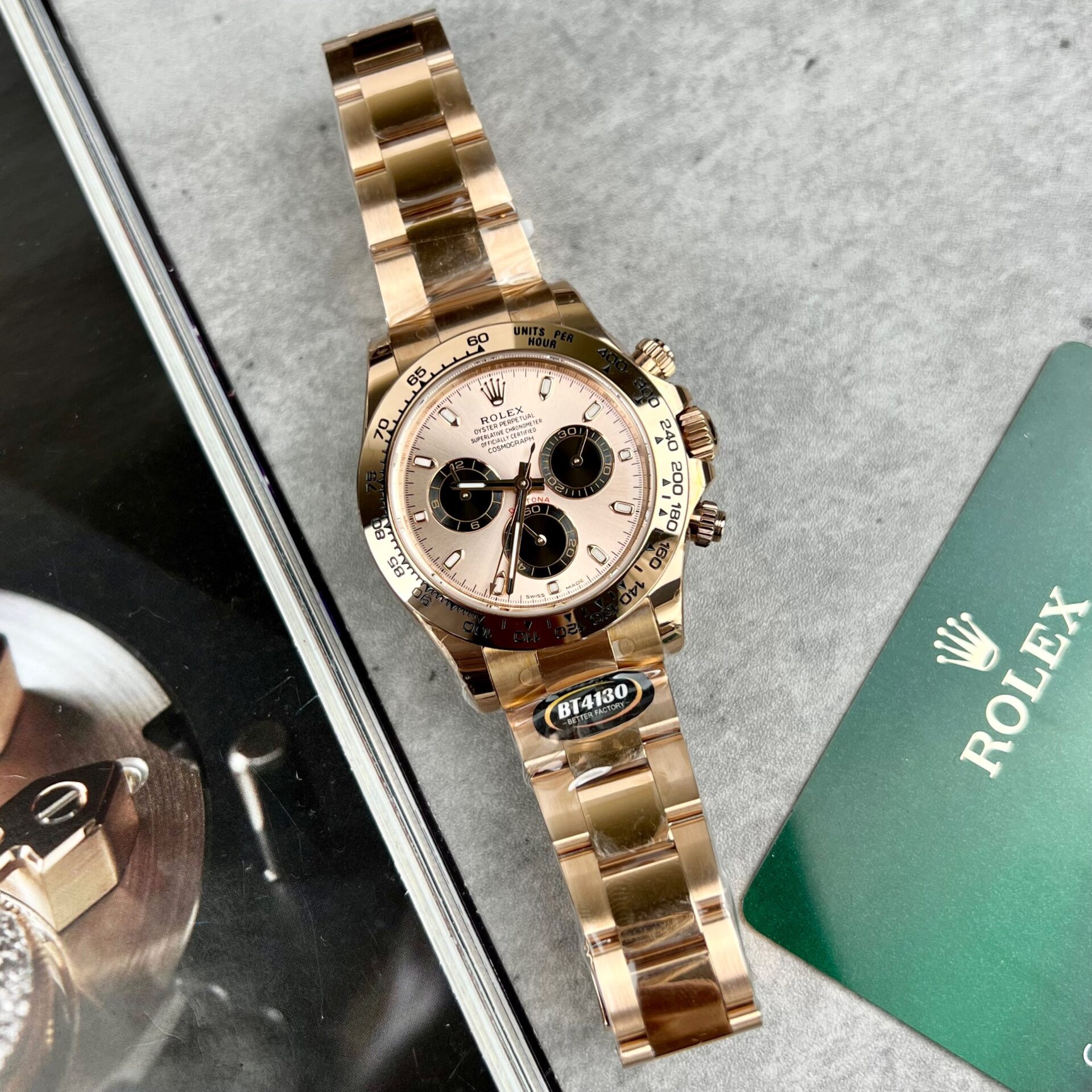 Rolex Daytona 116505 RG Plated Pink Dial 40mm Oyster Super Clone