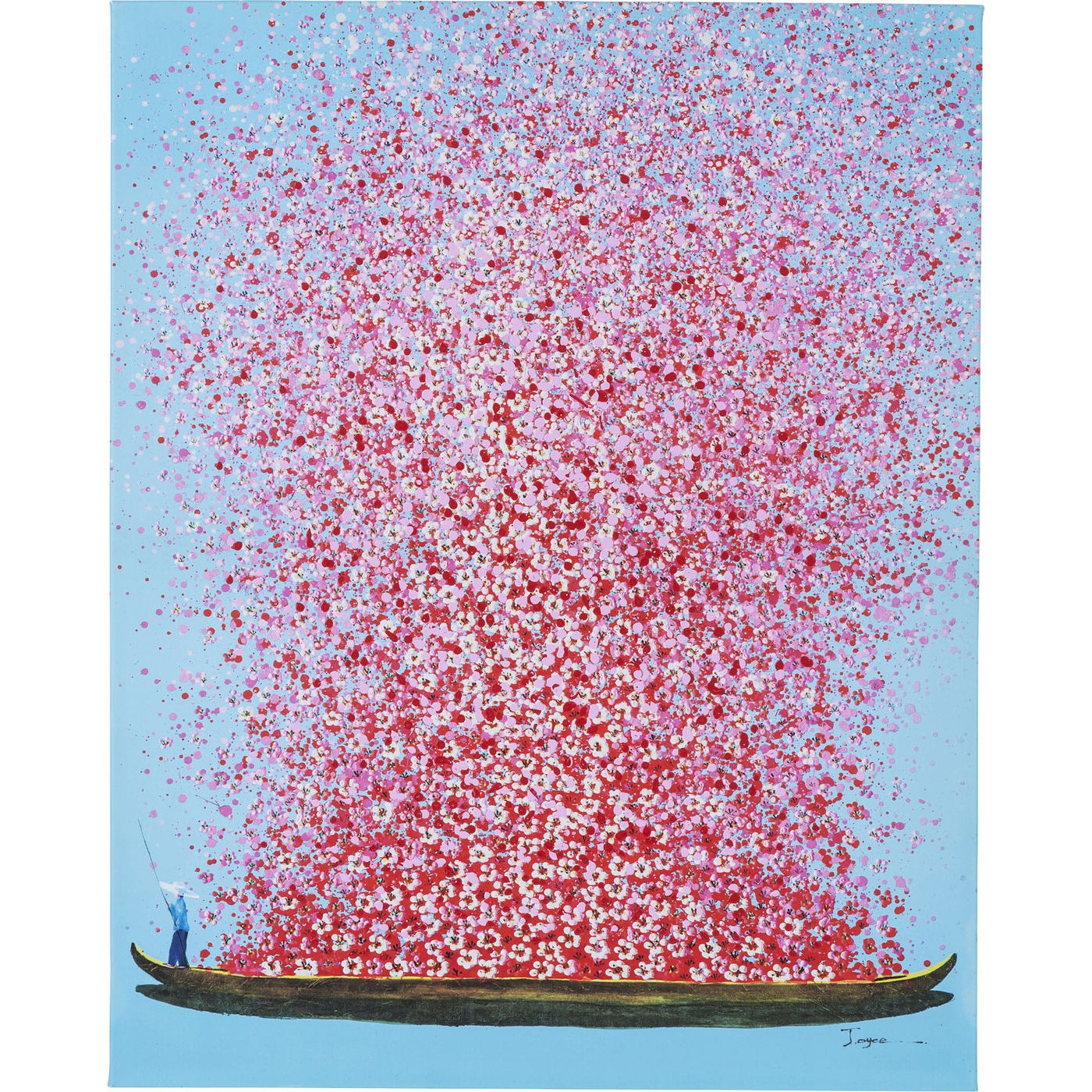Kare Design Schilderij Flower Boat 80x100cm blauw en roze