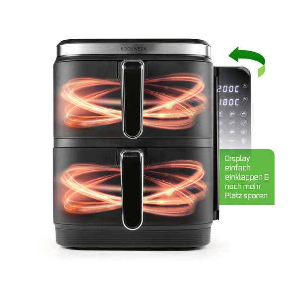Heißluft-Fritteuse »FryUp«, 2 x 5 L (Doppelkammer), 2800 Watt, LED-Touchdisplay, schwarz