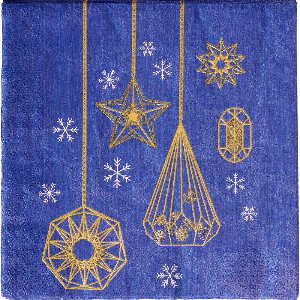 Serviette en papier bleu motif doré x20