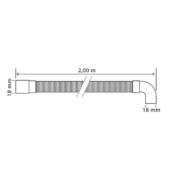 Canne de vidange pour machine à laver 2m avec sortie horizontale Somatherm