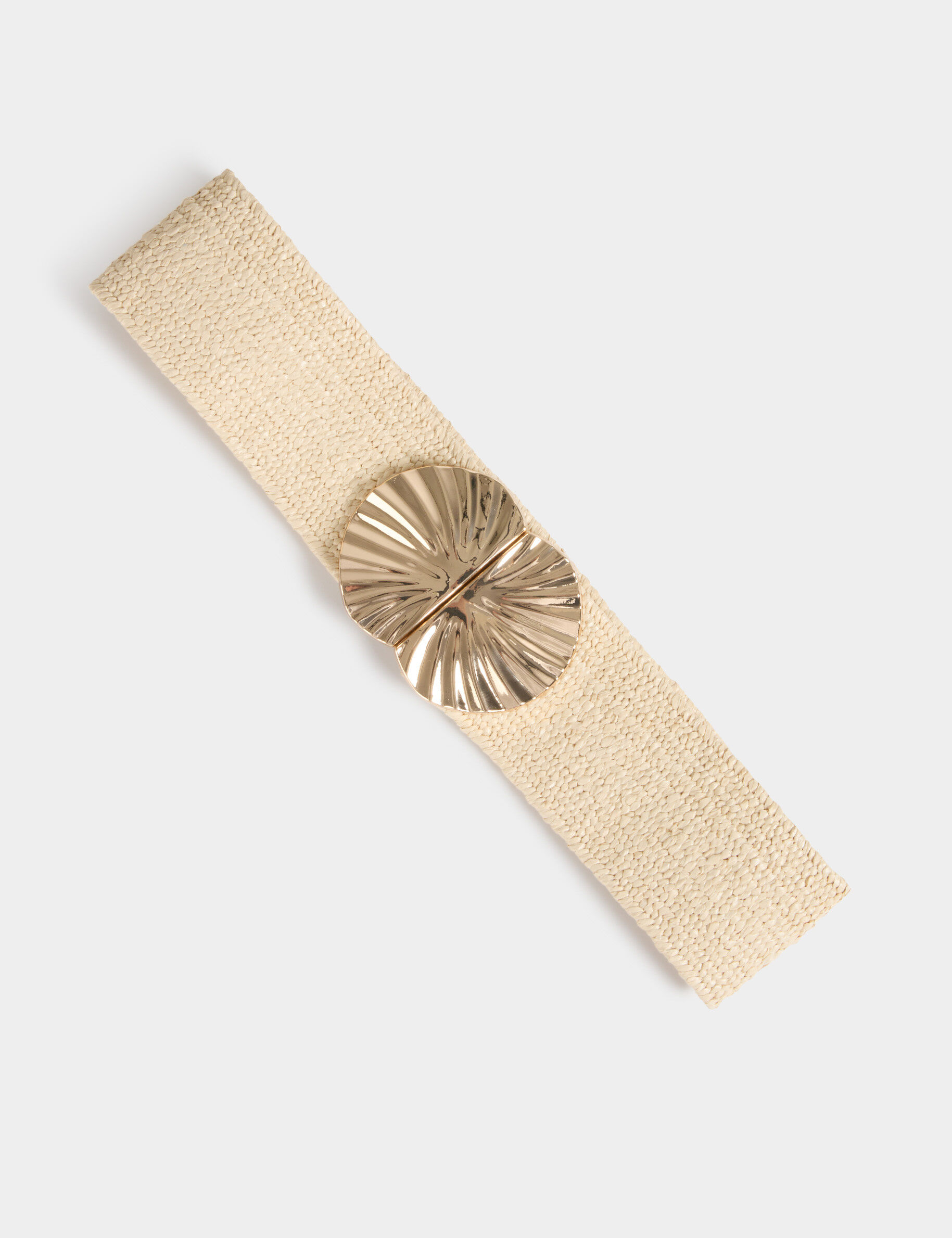 Wide Elastic Belt Beige Women