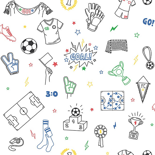 Papier peint vinyle intissé enfant football multicouleurs L. 1005 x l. 53cm Ugepa