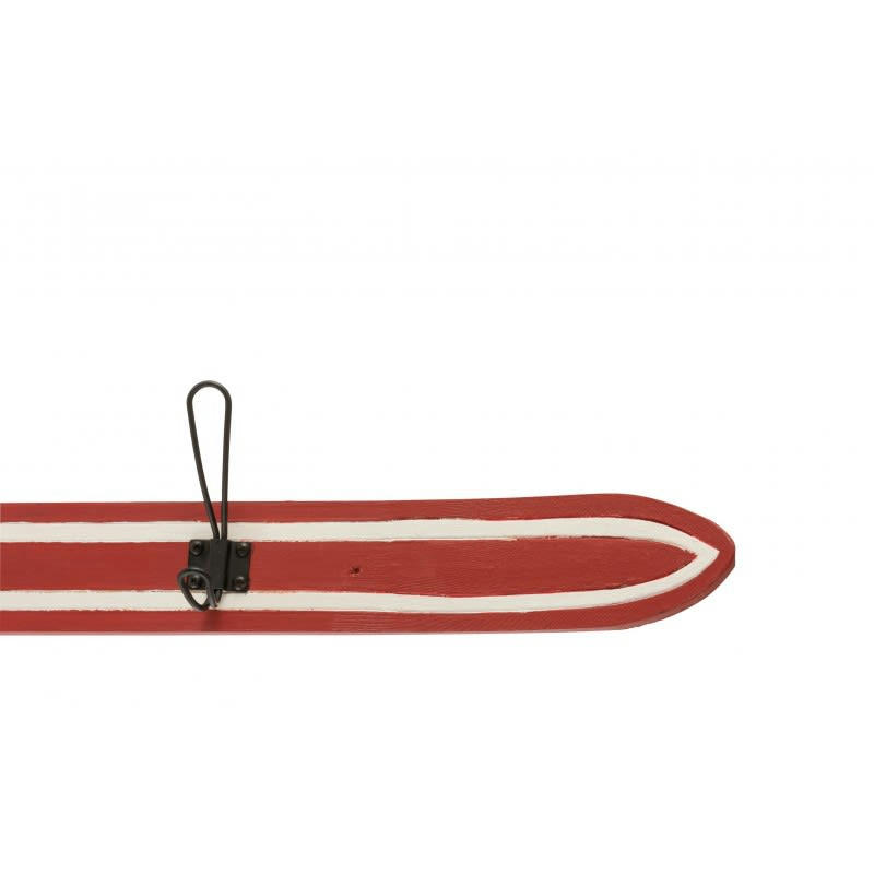 SKI - Portemanteau 5 crochets bois rouge/blanc L170cm