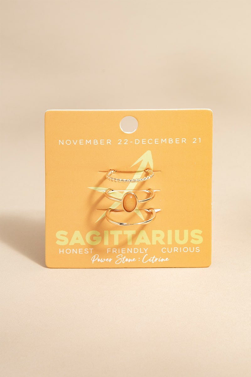 Zodiac Power Stone Adjsutable Carded Ring