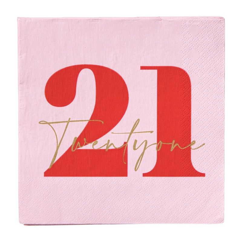 Servetten 21 jaar - rood - set van 20