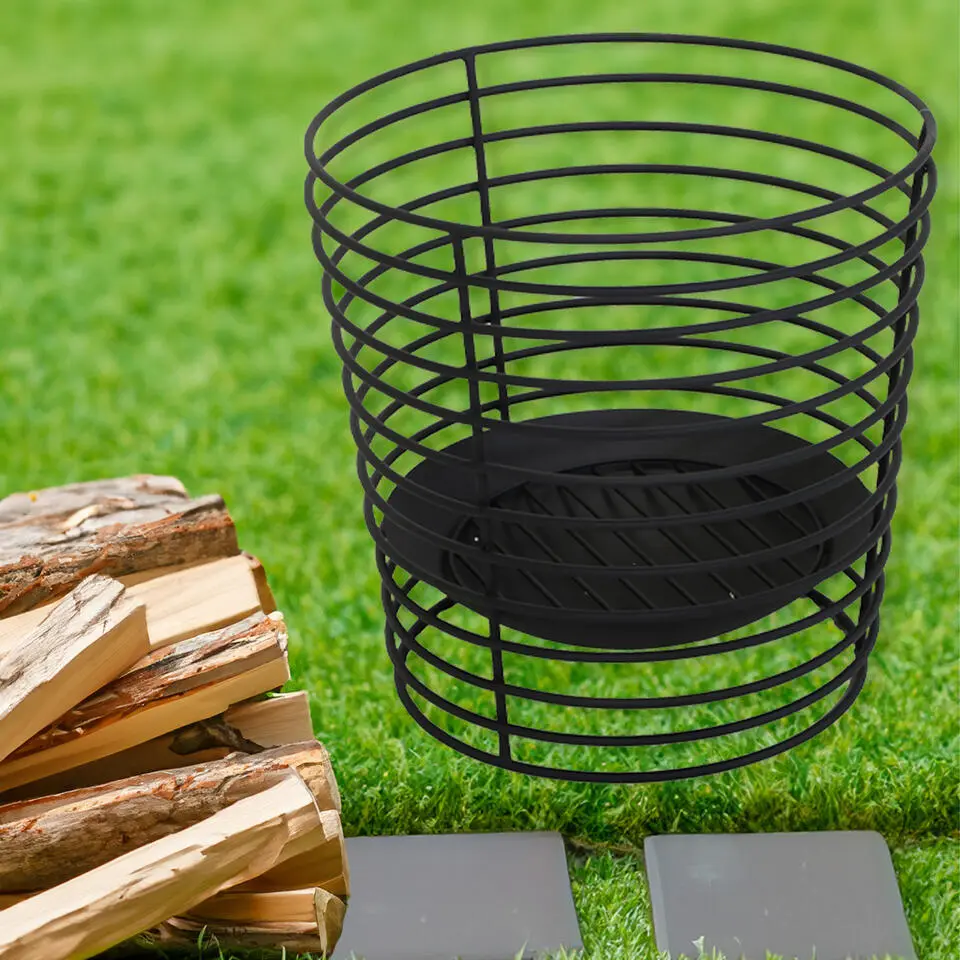 Mega Collections Vuurkorf - zwart - ijzer - D38 x H40 cm - rond