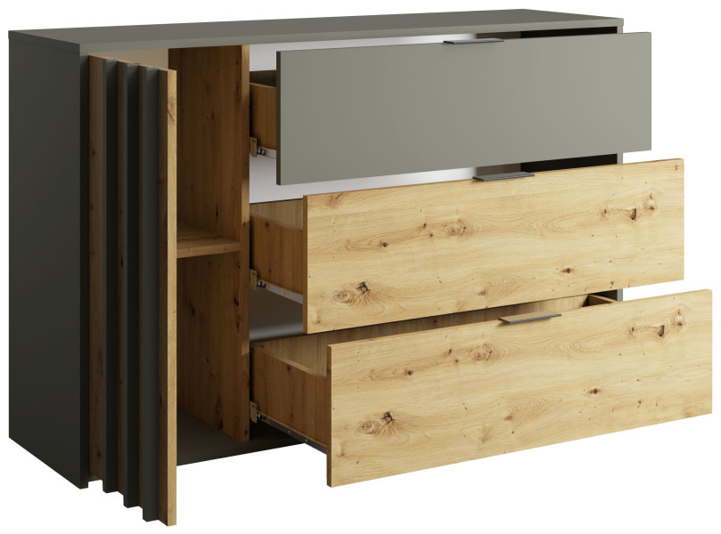Komoda 125 cm z szufladami RUSTICA szary grafit